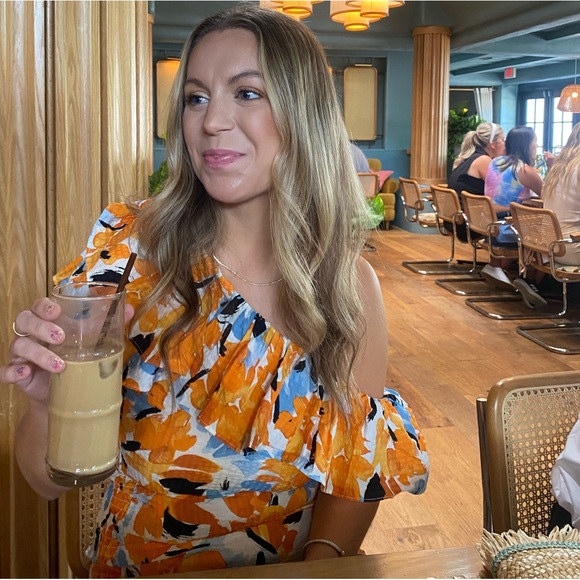 Orange multi color ruffle one shoulder sun dress - Picture 6 of 7